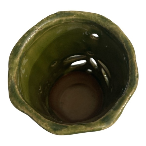 Green Ceramic Cut out Vase | Candle Holder - Picture 5 of 9